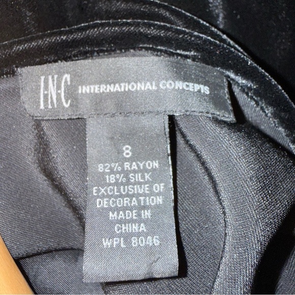 INC Y2K Black Velvet Cami Top Size 8 Rhinestone Beaded Empire Waist Evening - Picture 2 of 9